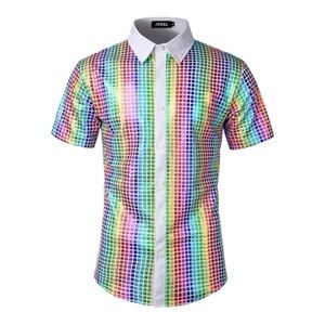 Jo gal Men's Multicolor Checkered Button Down Shirt size M NWT